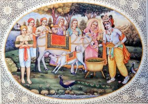 Peintures miniatures de Radha Krishna - School Indian