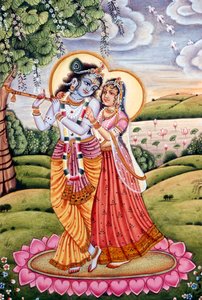 Peinture miniature de Radha Krishna, Inde