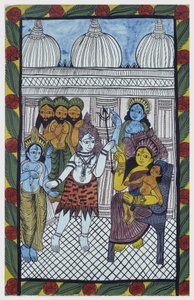 Les dieux viennent admirer Krishna, incarné dans le corps d
