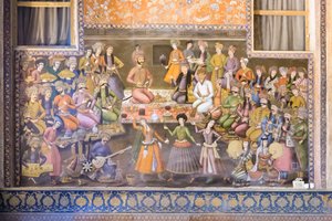 Fresque au palais de Chehel Sotoun, Ispahan, Iran