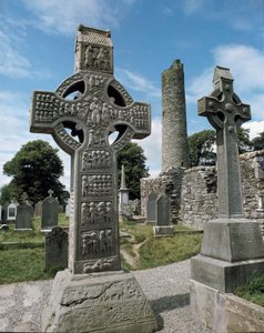 Vue de la croix de Muiredach, pierre sculptée, vers 521