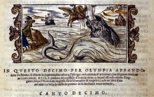 Scène du poème chevaleresque "Orlando Furioso" (Roland Furieux) de Ludovico Ariosto (1474 - 1533) - School Italian