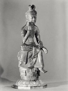 Bodhisattva assis en posture méditative, c.645-794 (bronze doré) (photo n&b) - Japanese School