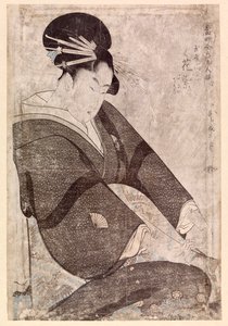 Femme japonaise assise (gravure en couleur) - School Japanese