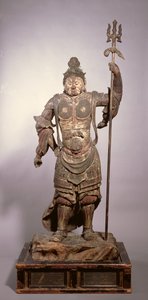 Zocho-ten, Gardien bouddhiste du Sud, période Nambokucho à Muromachi - Japanese School