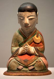 Arhat. Bois sculpté polychrome, période Joseon (Choson)