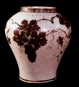 Art coréen : pot en porcelaine de la période Yi (1392-1910), Duksoo; Musée des Beaux-Arts du Palais - School Korean
