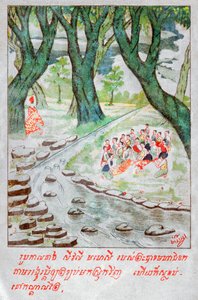 Mahajanaka Jataka, vers 1910 (illustration) - School Laotian