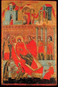 La naissance de la Vierge - Icône produite par un atelier de Macédoine - School Macedonian