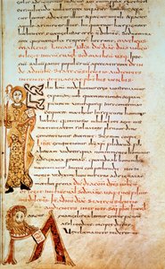 Saint Matthieu ; lettre M (tête du lion de Saint Marc) - School Merovingian