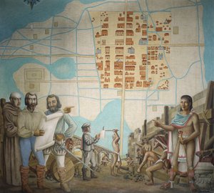 Trois hommes debout dans une construction, Mexico, Mexique - School Mexican