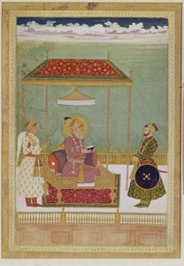 Portrait de Shah Aurangzeb avec un homme, probablement Ashraf Khan, début du XVIIIe siècle - School Mughal