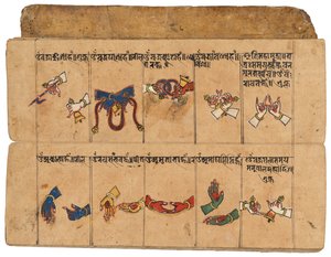 Un manuscrit Thyasapu avec des illustrations iconographiques de Mudras, Népal