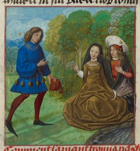 Le Amant rencontrant Richesse (Wealth) tiré du Roman de la Rose par Guillaume de Lorris et Jean de Meun, c. 1490-c. 1500 - School Netherlandish