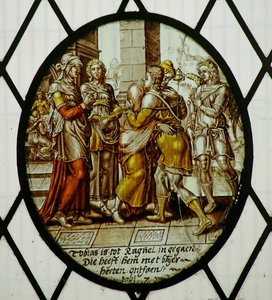 Médaillon : Tobie arrive à Ecbatane - School Netherlandish