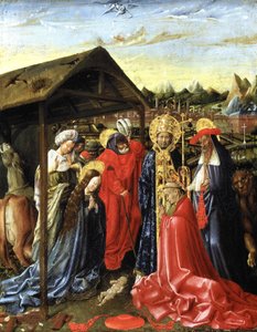 La Nativité avec SS. Sixte (?) et Jérôme et un cardinal - School Netherlandish