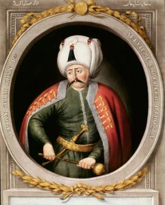 Empire ottoman : portrait du neuvième sultan ottoman Selim I dit le terrible ou le cruel (1470-1520). Miniature. Topkapi Sarayi, Istanbul - School Ottoman