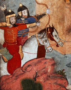 Les archers du chef mongol Tamerlan (1336-1405) lors de la bataille d