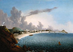 Vue de Macao : Praya Grande (huile sur toile) - School Portuguese
