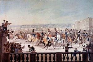Alexandre Ier (1777-1825) à Paris Place de la Concorde. Peinture de l