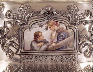 Plaque émaillée En Plein du centre de table en argent russe, fin du 19e siècle (argent et émail) - School Russian