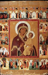 La Vierge de Tichvin avec les Merveilles - School Russian
