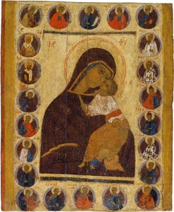 Icône russe : Notre-Dame de la Tendresse avec des saints sélectionnés - School Russian