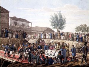 La pose de la première pierre de la douane à Mohiloff en 1820 - School Russian
