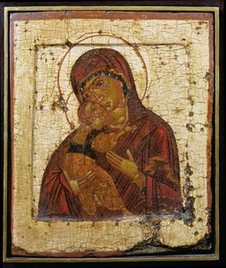 La Mère de Dieu de Vladimir, icône russe, École de Pskov, fin du 15ème siècle - School Russian