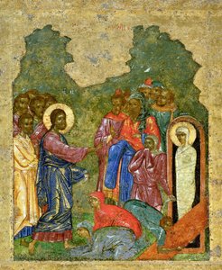 La Résurrection de Lazare, École de Novgorod