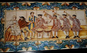 Azulejos représentant des trompettistes et un batteur - School Spanish