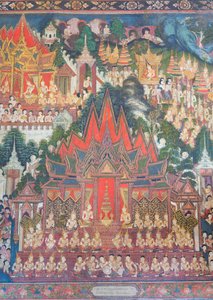 Peintures murales dans la chapelle Buddhaisawan, palais de Wang Na - School Thai