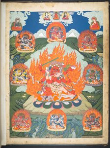 Un des 12 dessins représentant des divinités tibétaines par un artiste tibétain, probablement à Lhassa, c.1800 - School Tibetan