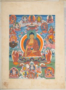 Un des 12 dessins représentant des divinités tibétaines par un artiste tibétain, probablement à Lhassa, vers 1800 - School Tibetan
