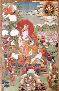 Roi du Tibet Sung-Tsen-Gampo du 7e siècle. Thangka tibétain, Musée Guimet, Paris - School Tibetan