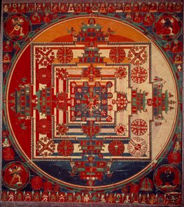 Mandala de Vajravarami la déesse danse (au centre) son nom signifie « laie adamantine ». Tibet XIXe siècle. Paris, Musée Guimet