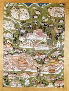 Représentation de la ville de Lhassa, Thai-Ka tibétain, Musée Guimet, Paris