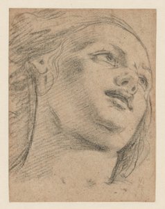 Étude de tête féminine regardant vers la droite (recto); Étude de deux figures soutenant un objet (verso)