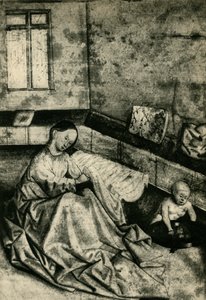 Madone et enfant dans un intérieur, début du 15ème siècle, 1943