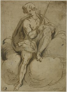 Saint Jean-Baptiste assis - School of Luca Cambiaso