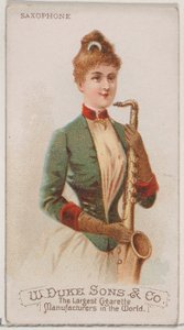 Saxophone, de la série Instruments de musique N82 pour les cigarettes de la marque Duke, 1888 - Schumacher and Ettlinger