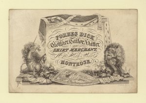 Publicité pour Forbes Dick, tailleur, chapelier et marchand de chemises, Montrose, Forfarshire, Écosse - Scottish School