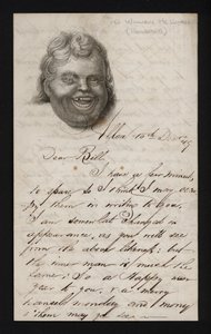 Lettre écrite sur du papier à lettres portant le visage d