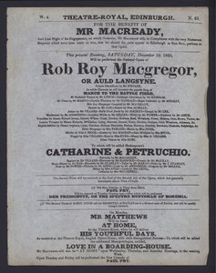 Programme de théâtre pour le Theatre Royal, Édimbourg - Scottish School
