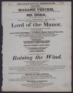 Programme de théâtre pour le Theatre Royal, Édimbourg, 20 août 1823 - Scottish School