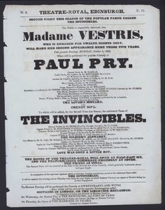 Programme de théâtre pour le Theatre Royal, Édimbourg, 5 octobre 1829 - Scottish School