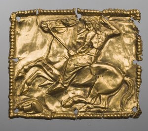 Art des steppes - Art scythe : Plaque représentant une scène de chasse