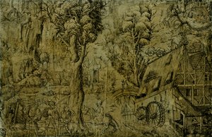 Paysage avec moulins à vent