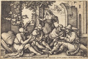Job conversant avec ses amis - Sebald Beham