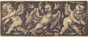 Ornement avec aigle et deux génies - Sebald Beham